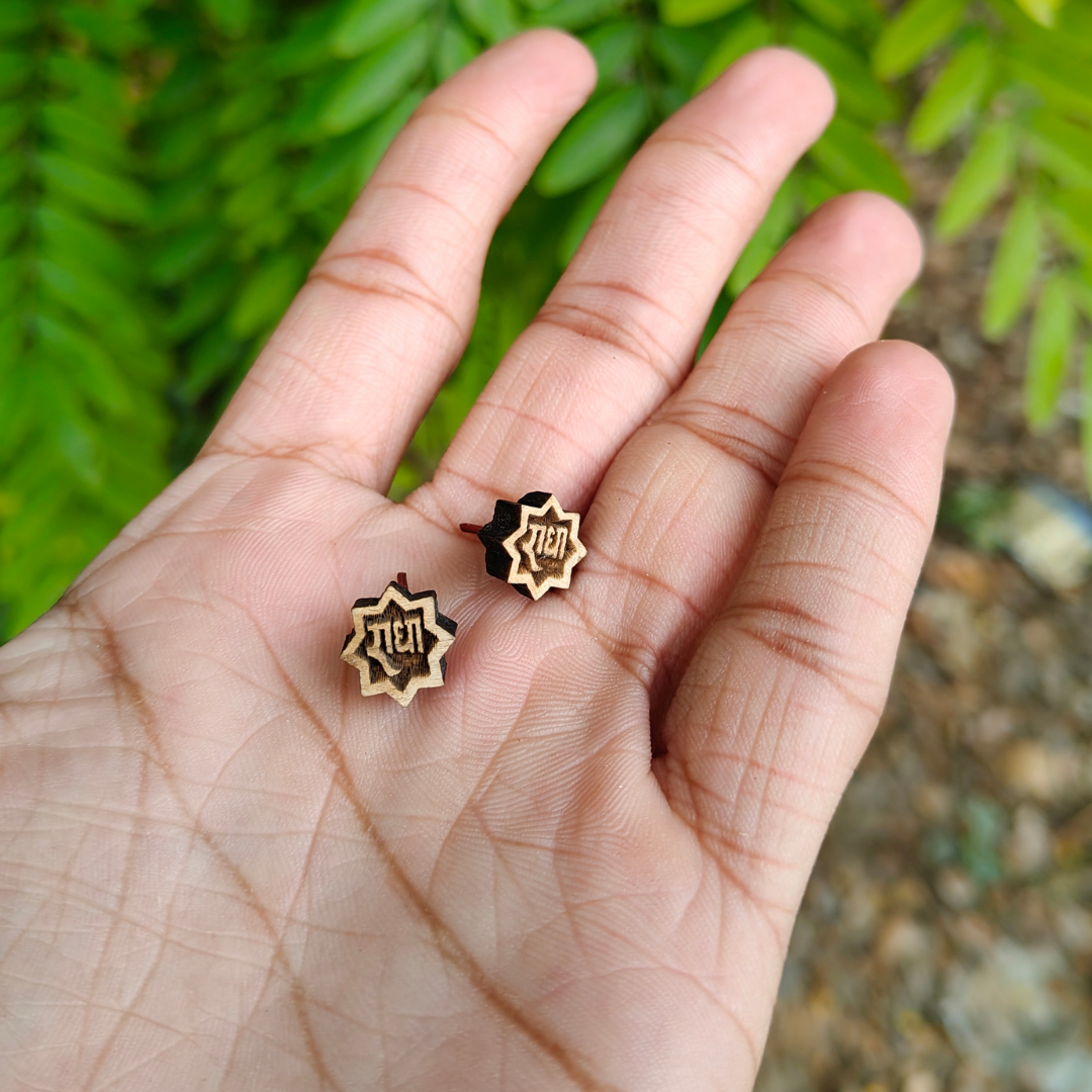 Star Radha Naam Tulsi Earrings - Vrajwasi