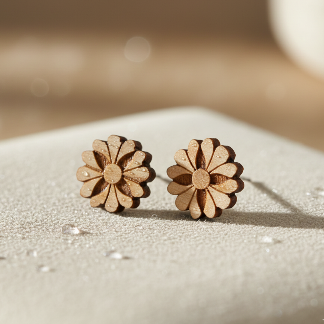 Flower Pattern Tulsi Earrings - Vrajwasi
