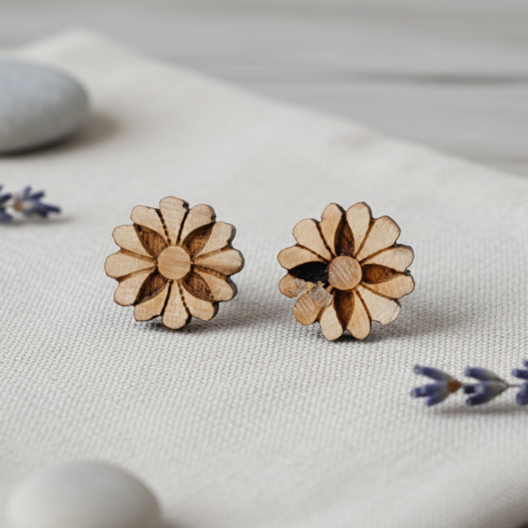 Flower Pattern Tulsi Earrings - Vrajwasi