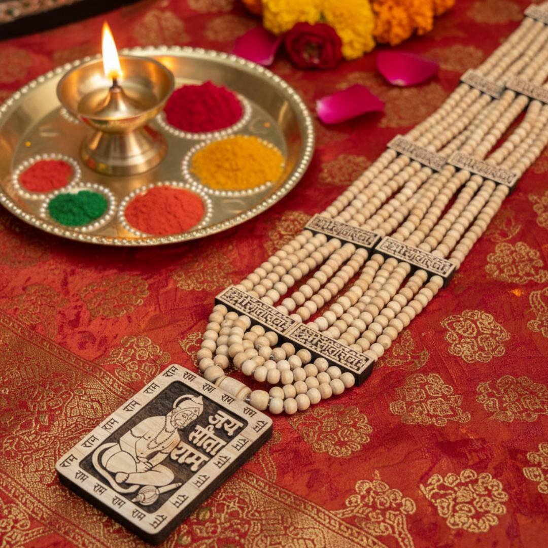 Tulsi Panch Mala with Tulsi Hanuman Ji Locket | Vrajwasi | Pure tulsi