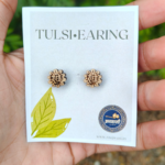 Flower Shaped Radha Naam Tulsi Earrings - vrajwasi.in