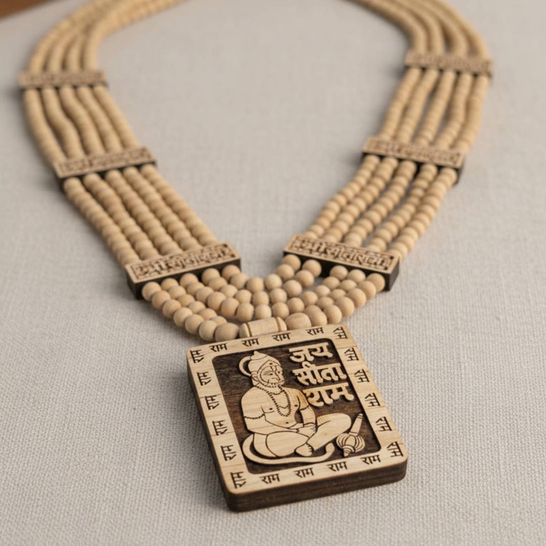 Tulsi Panch Mala with Tulsi Hanuman Ji Locket | Vrajwasi | Pure tulsi