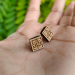 Square Radha Naam Tulsi Earrings - Vrajwasi