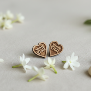 Heart Shape Radha Naam Earrings - Vrajwasi