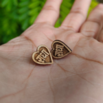 Heart Shape Radha Naam Earrings - Vrajwasi
