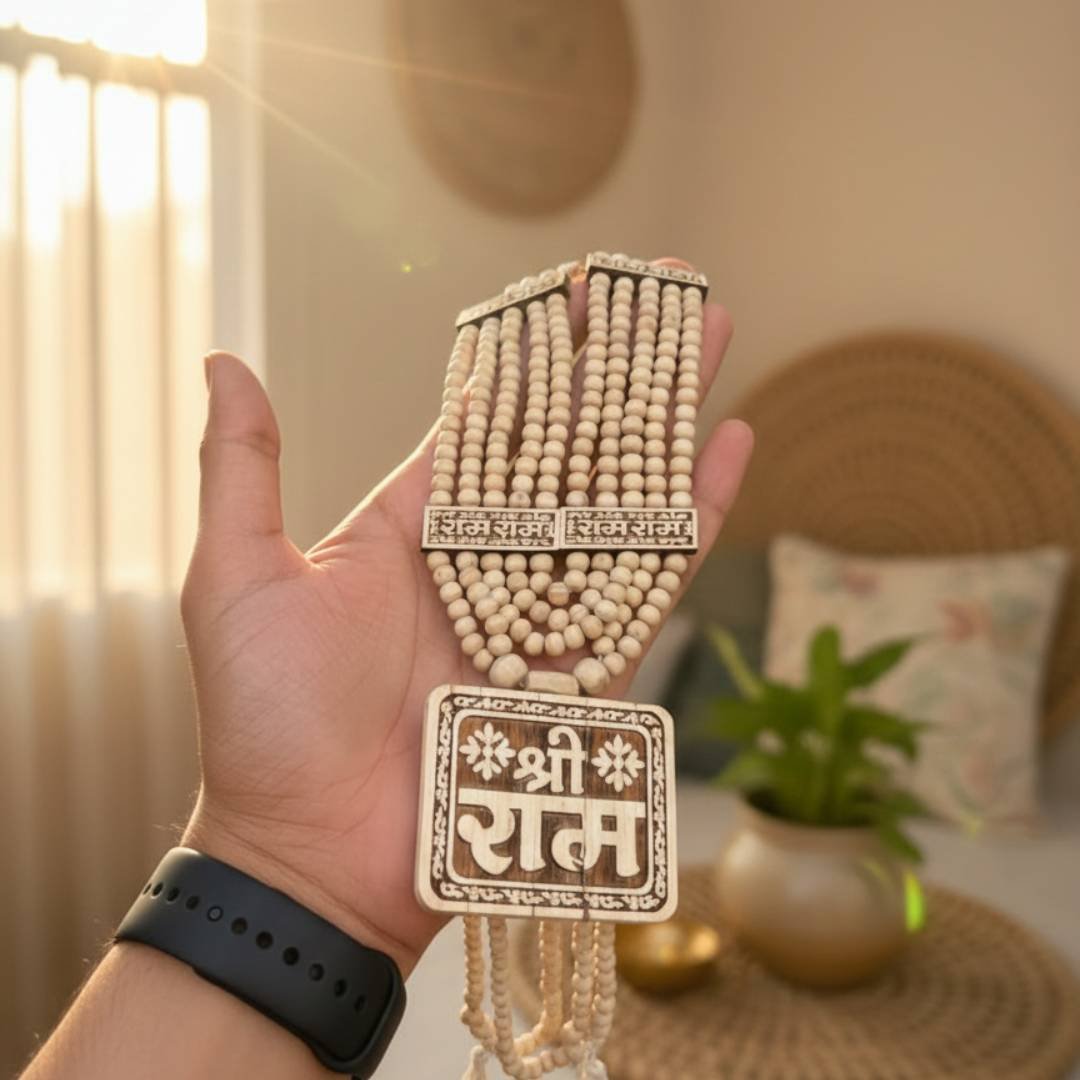 Shri Ram Tulsi Locket with 5-Layer Original Tulsi Panch Mala