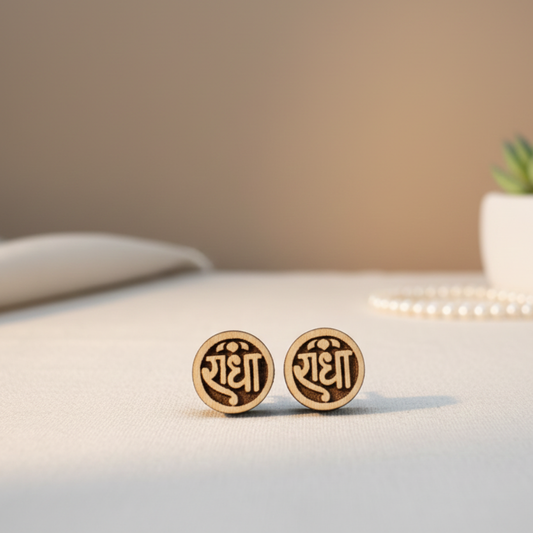 Simple Round Ram Tulsi Earrings - vrajwasi.in