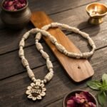 Shri Radha Flower Tulsi Locket with Radha Naam Beads & Small Beads Kanthi Mala