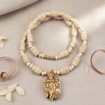 Shri Radha Krishna Chavi Tulsi Locket with Radha Naam Beads & Small Beads Kanthi Mala