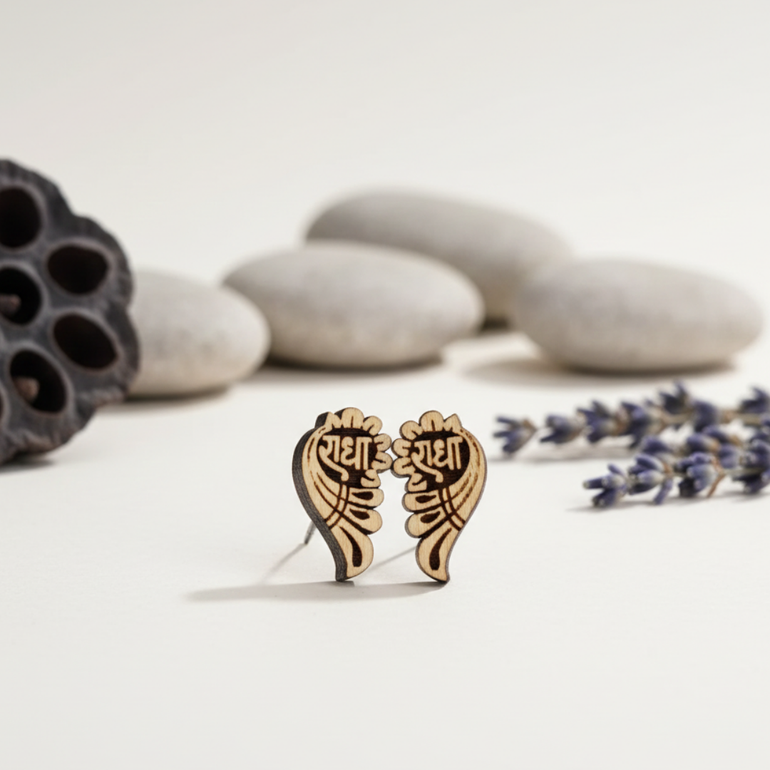 Peacock Radha Naam Tulsi Earrings
