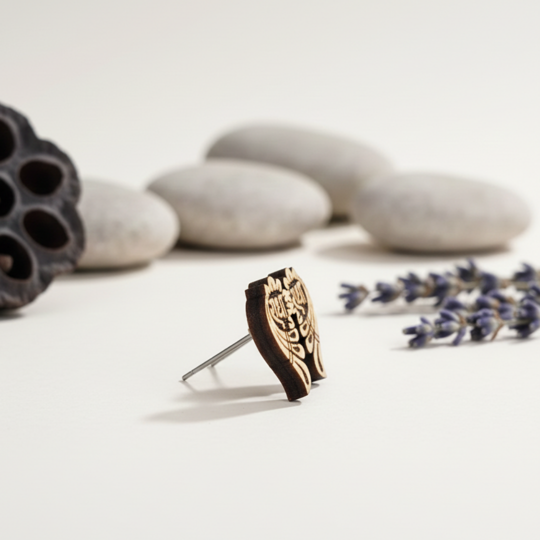 Peacock Radha Naam Tulsi Earrings