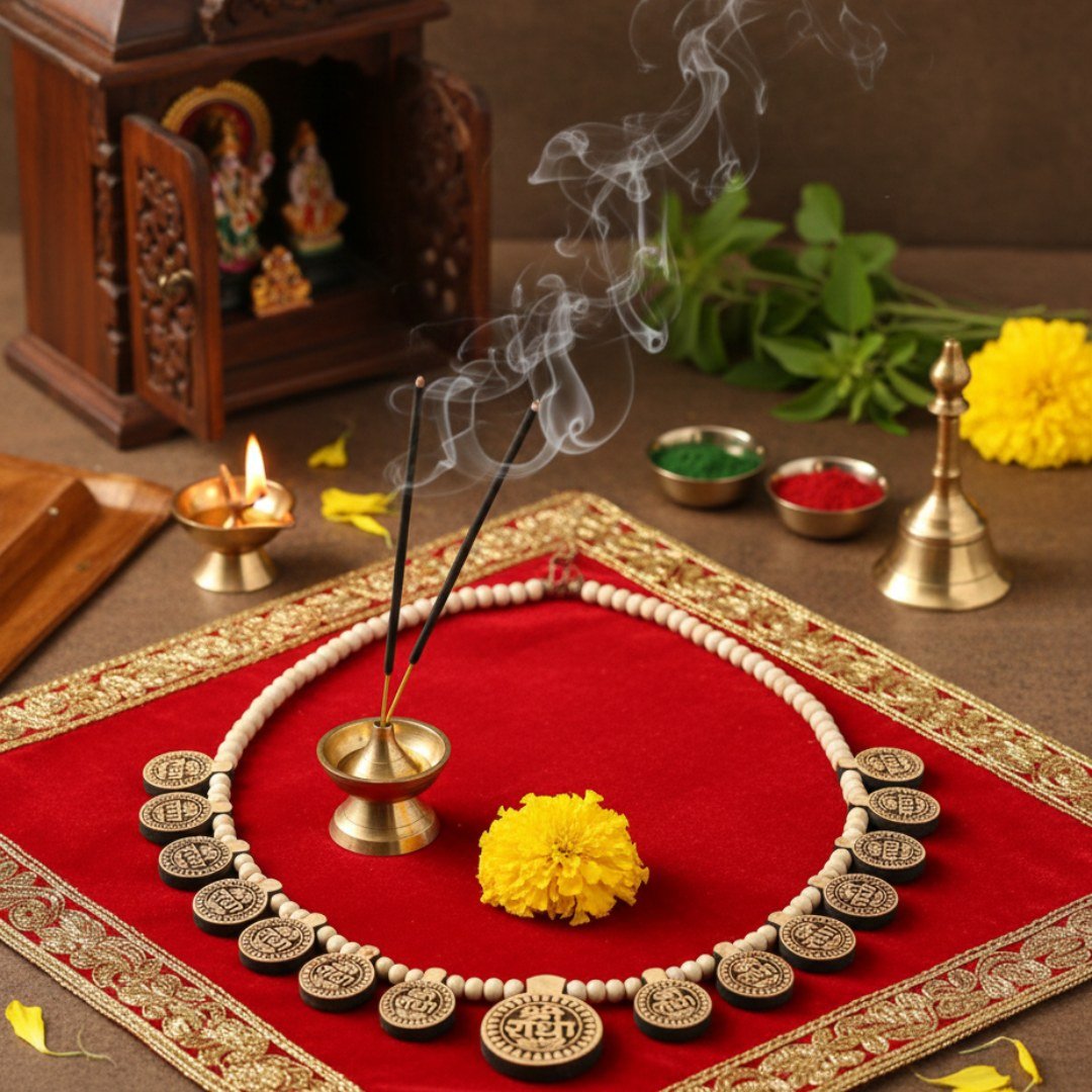 Radha Naam 16+1 Pure Tulsi Locket Haar