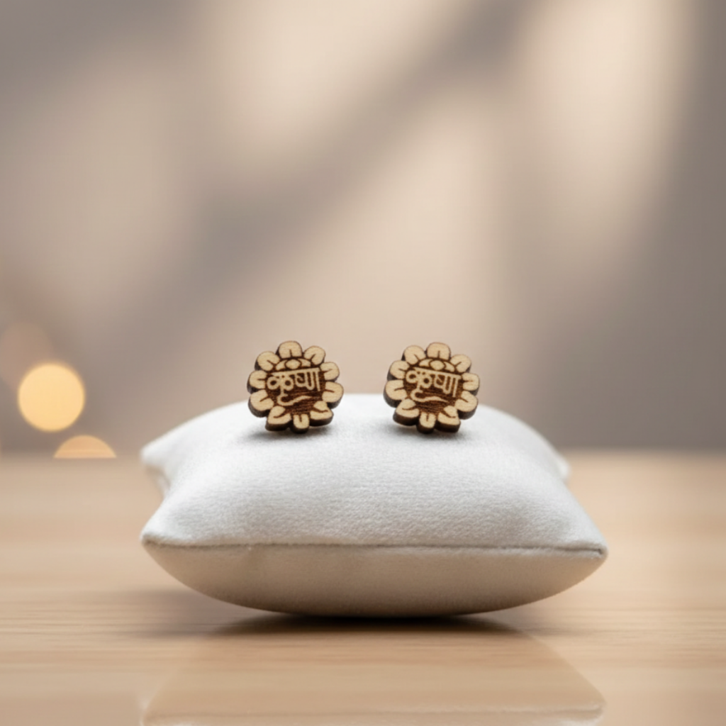 Flower Krishna Pure Tulsi Earrings - Vrajwasi.in