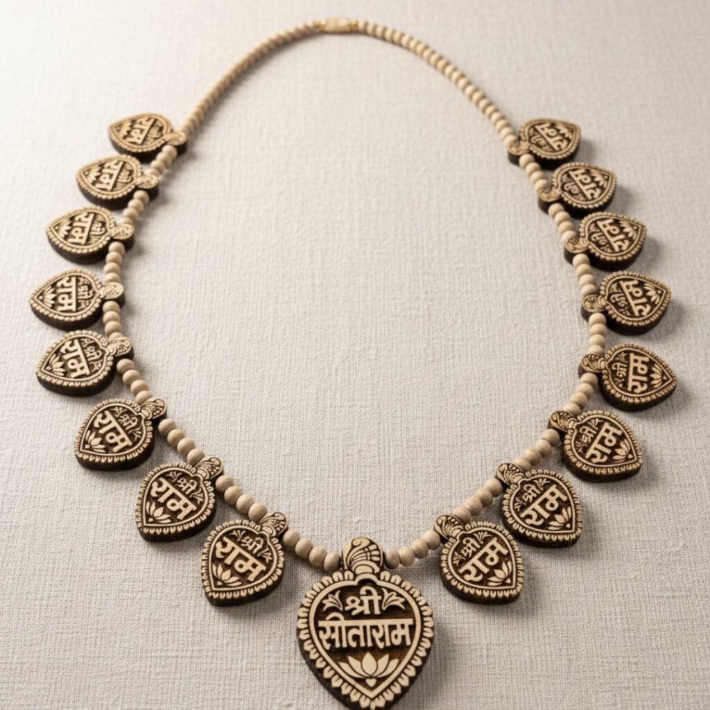 Ram & Sita-Ram Naam 16+1 Pure Tulsi Locket Haar