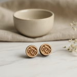 Classic Round Radha Naam Tulsi Earrings -Vrajwasi