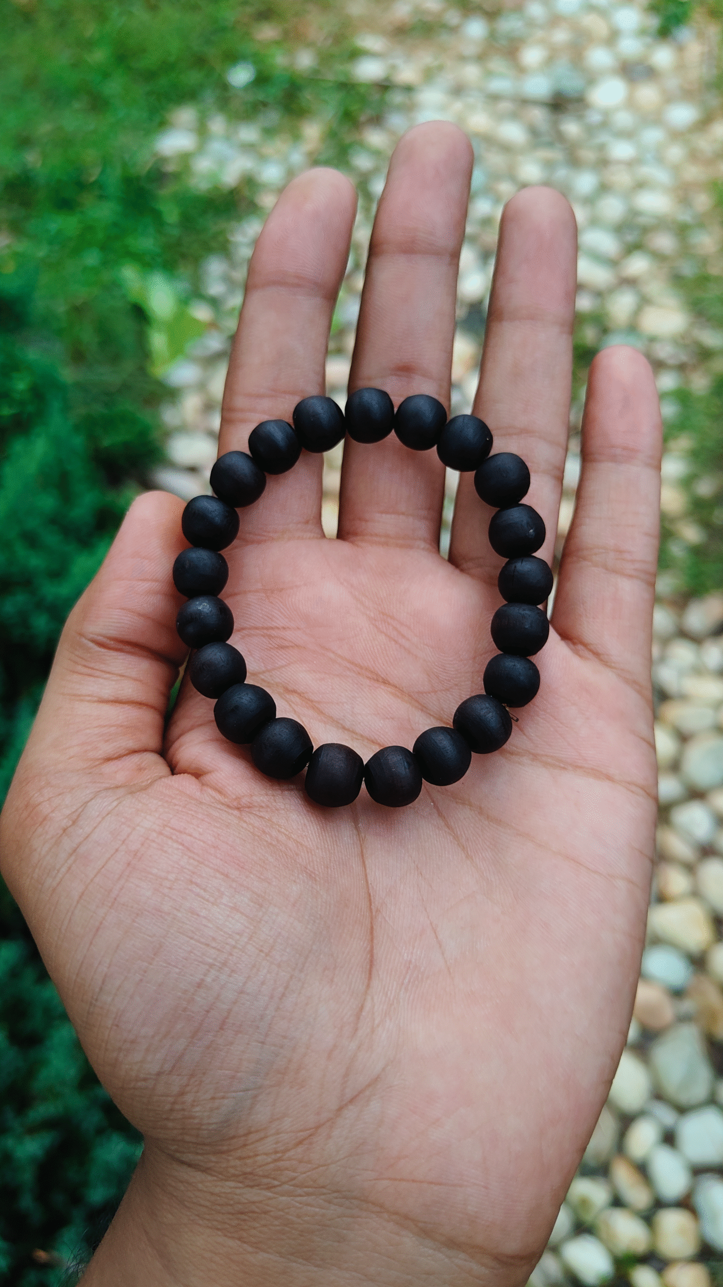 Black Round Beads Pure Tulsi Bracelets