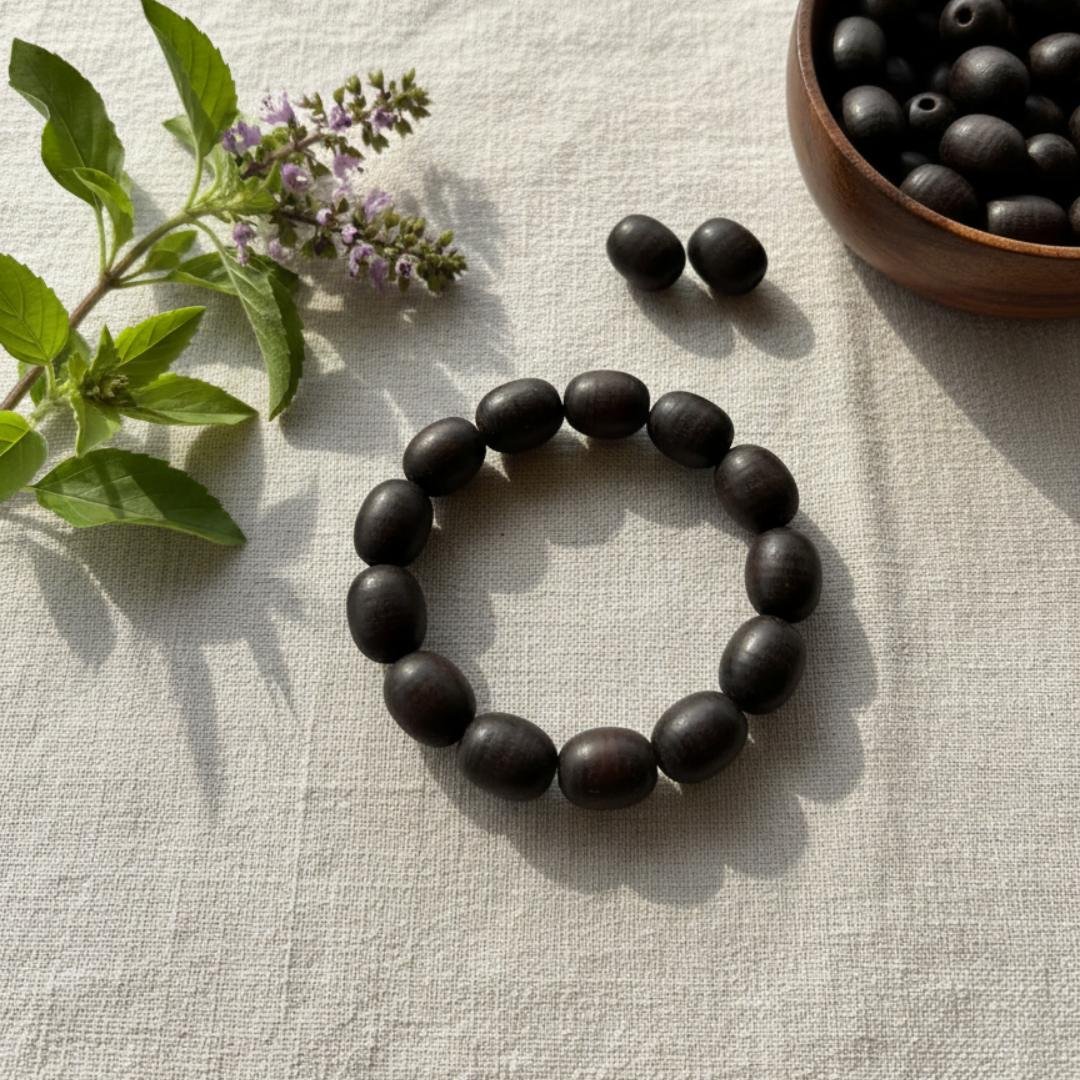 Black Long Beads Pure Tulsi Bracelet