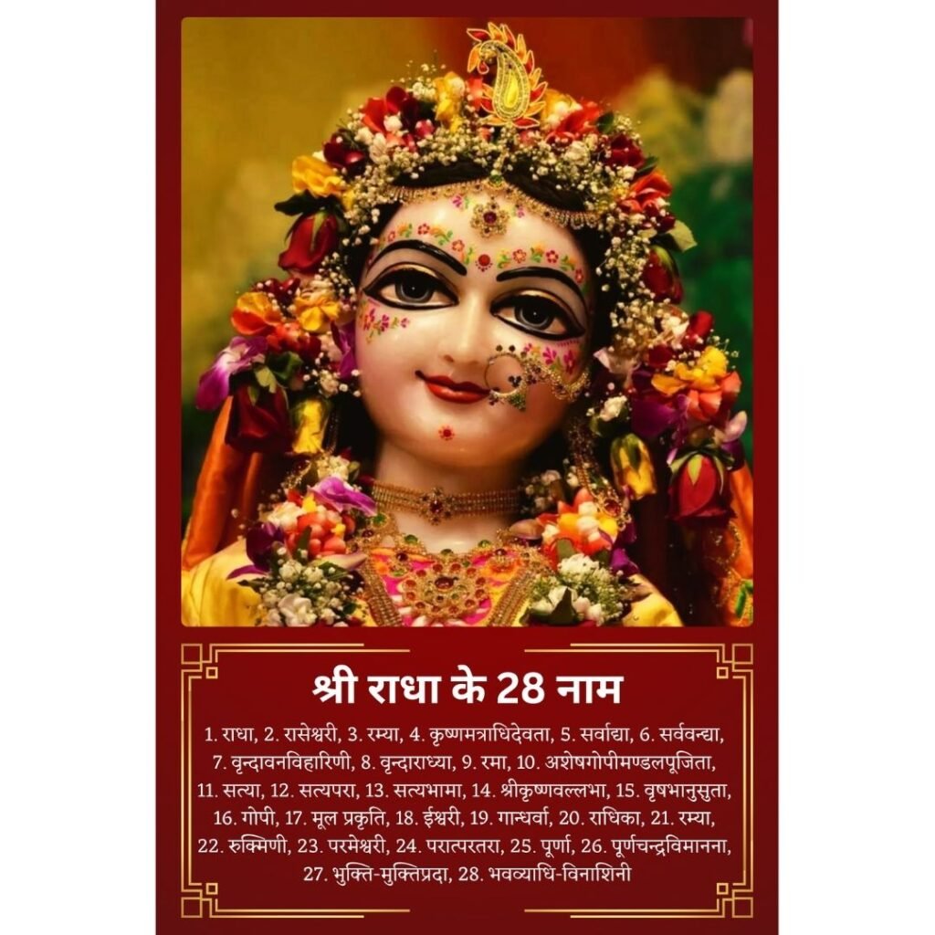 Shri Radha Rani 28 Naam Wall Poster - vrajwasi.in