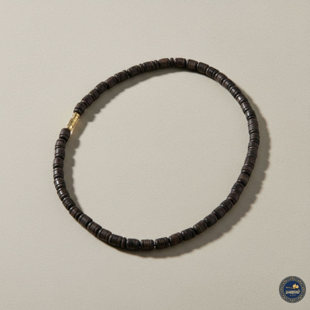 Black Small Lines Beads Single Round Pure Tulsi Kanthi Mala | Original Black Tulsi Mala for Japa & Daily Wear