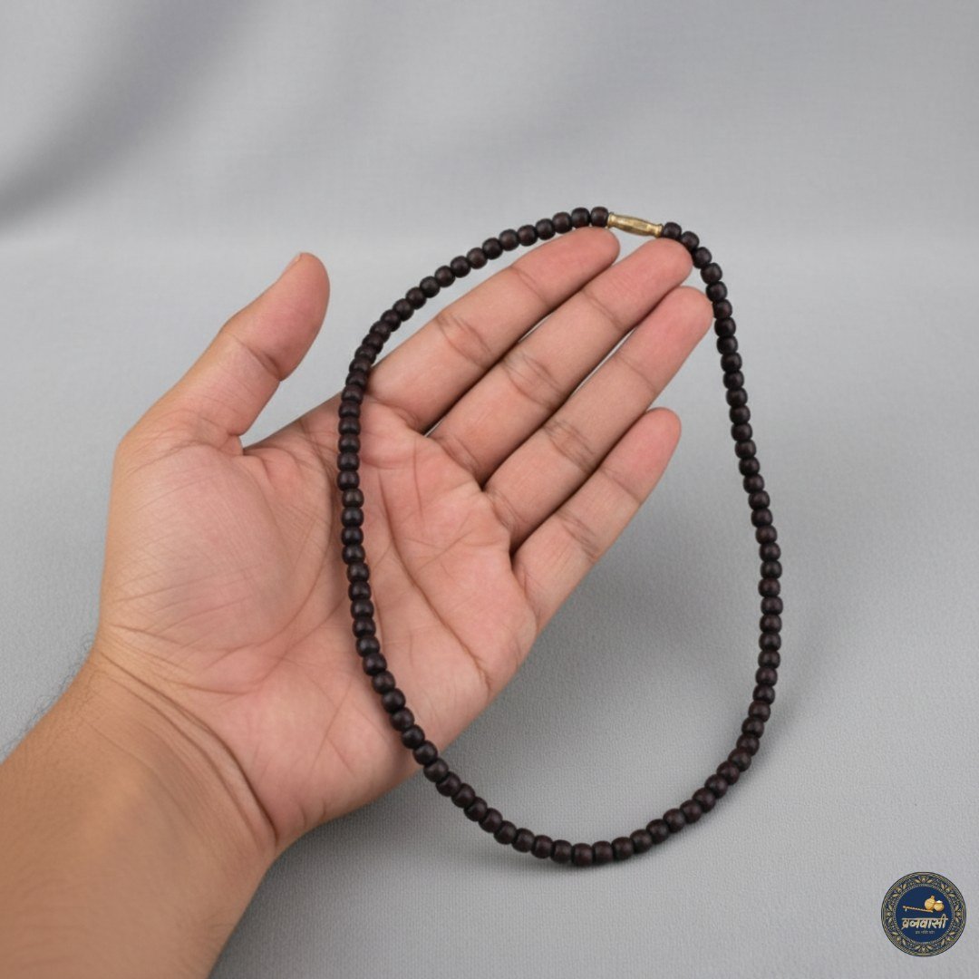 Brown Beads Single Round Pure Tulsi Kanthi Mala | Original Tulsi Mala for Daily Wear, Japa & Meditation