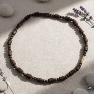 Black Radha Naam Long Beads & Small Beads Tulsi Kanthi Mala | Pure Tulsi Mala with Radha Naam for Bhakti & Daily Wear