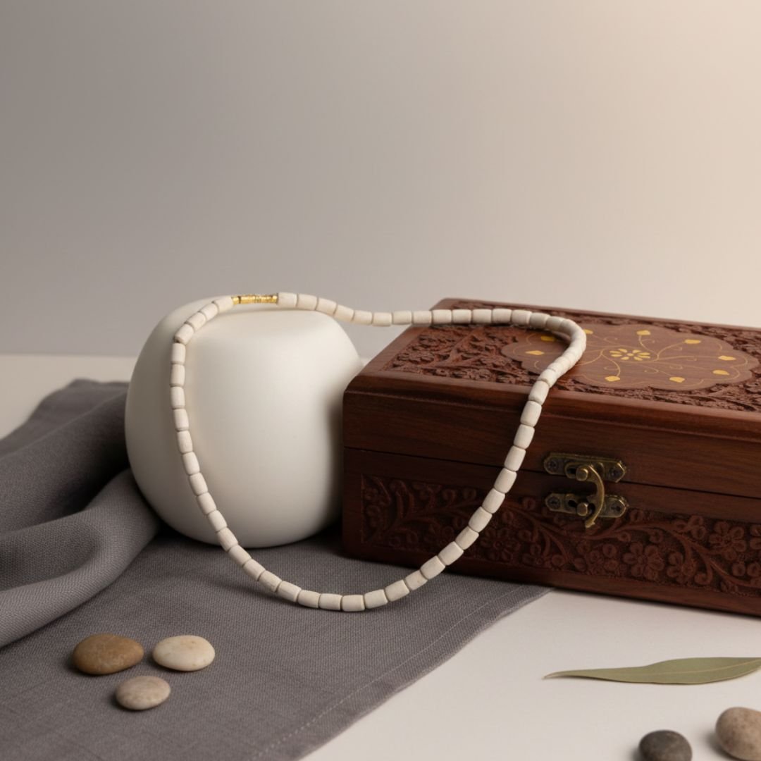 Long Beads Single Round Tulsi Kanthi Mala | Original Tulsi Mala for Japa, Bhakti & Spiritual Wear