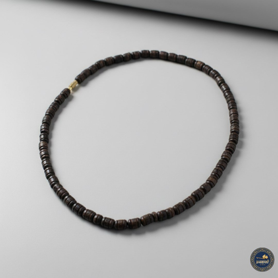 Black Small Lines Beads Single Round Pure Tulsi Kanthi Mala | Original Black Tulsi Mala for Japa & Daily Wear