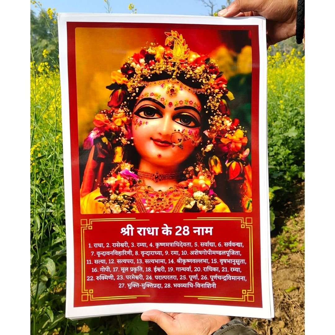 Shri Radha Rani 28 Naam Wall Poster - vrajwasi.in