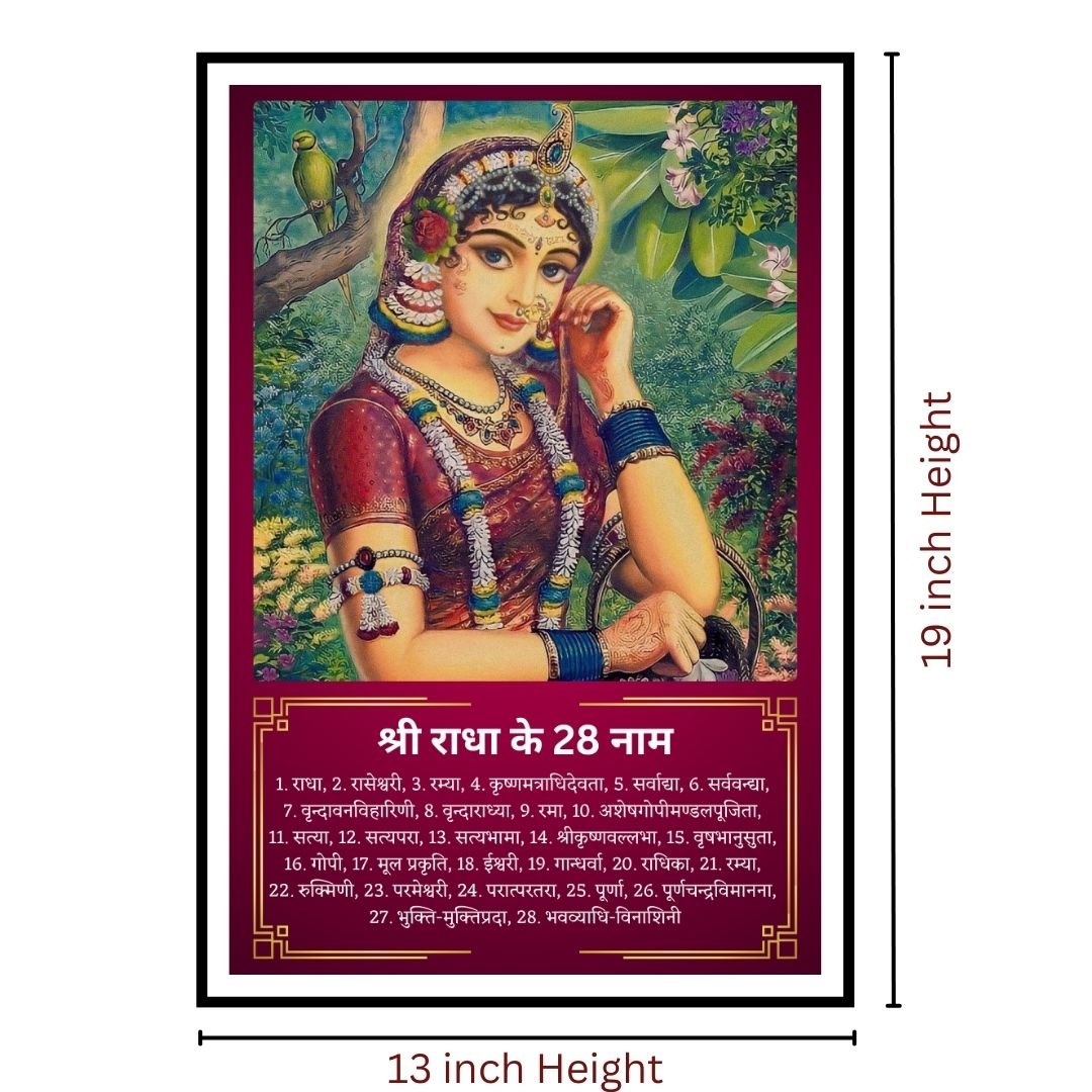 Shri Radha Rani 28 Naam Wall Poster - vrajwasi.in