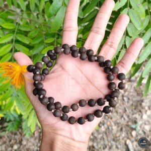 Pure Brown Tulsi Japa Mala – 10mm Beads (54+1) Ghee Finished