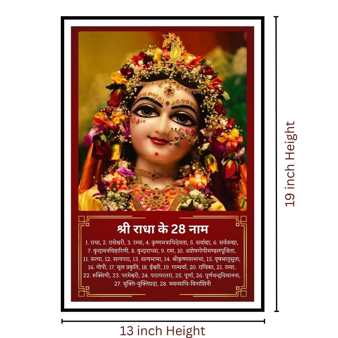 Shri Radha Rani 28 Naam Wall Poster - vrajwasi.in