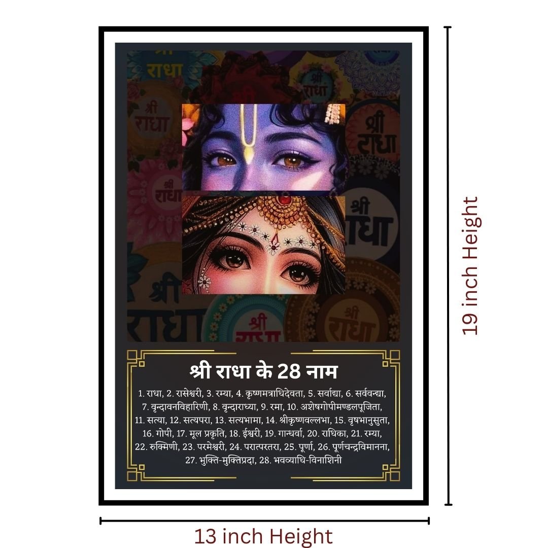 Shri Radha Rani 28 Naam Wall Poster - vrajwasi.in