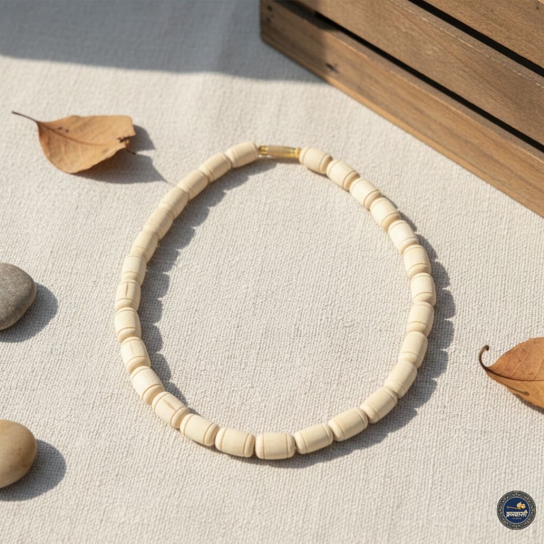 Long Beads Lined Single Round Pure Tulsi Kanthi Mala | Original Tulsi Mala for Japa, Meditation & Daily Wear