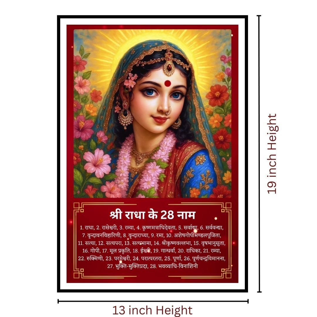 Shri Radha Rani 28 Naam Wall Poster - vrajwasi.in