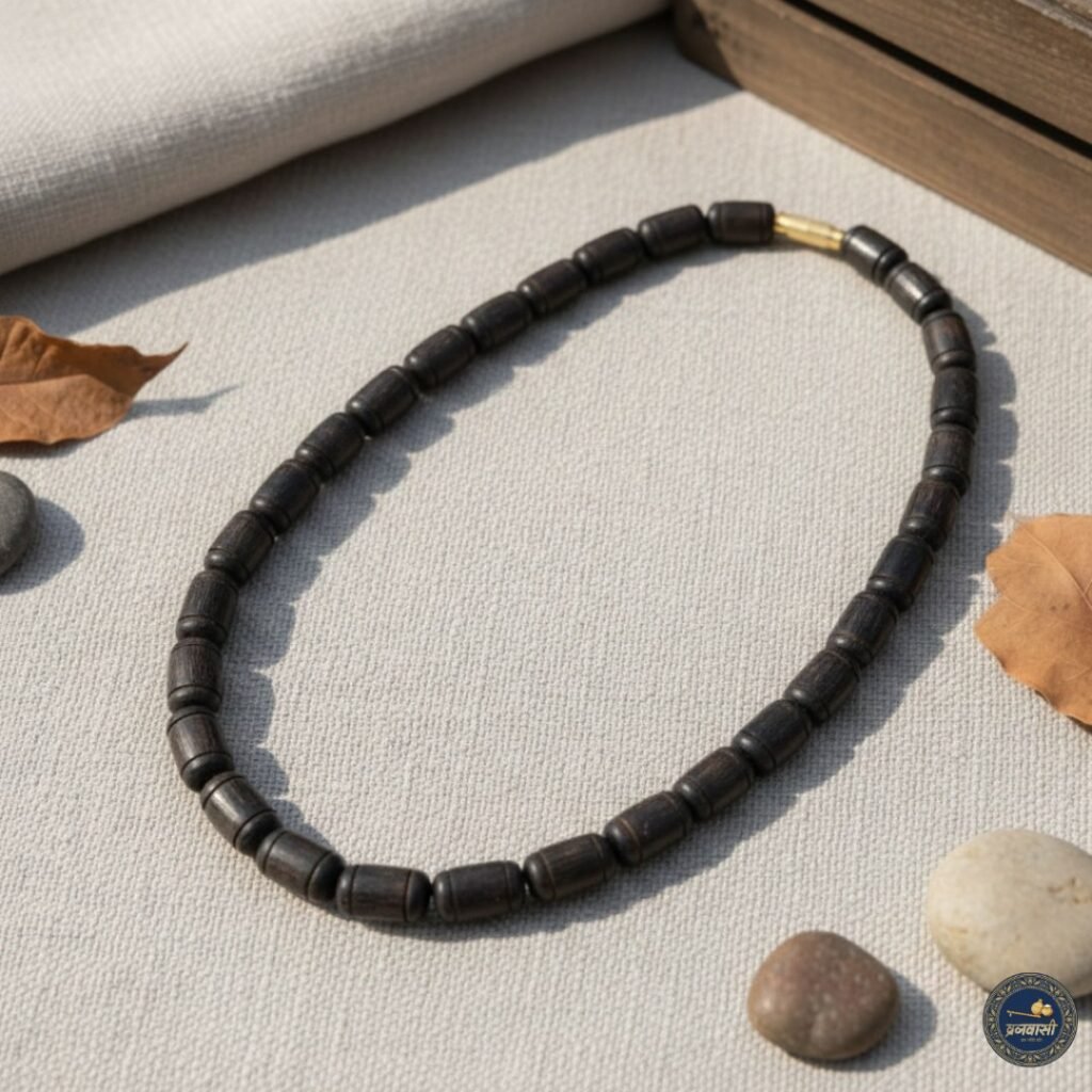 Brown Long Lines Beads Single Round Pure Tulsi Kanthi Mala | Original Tulsi Mala for Japa, Meditation & Daily Wear