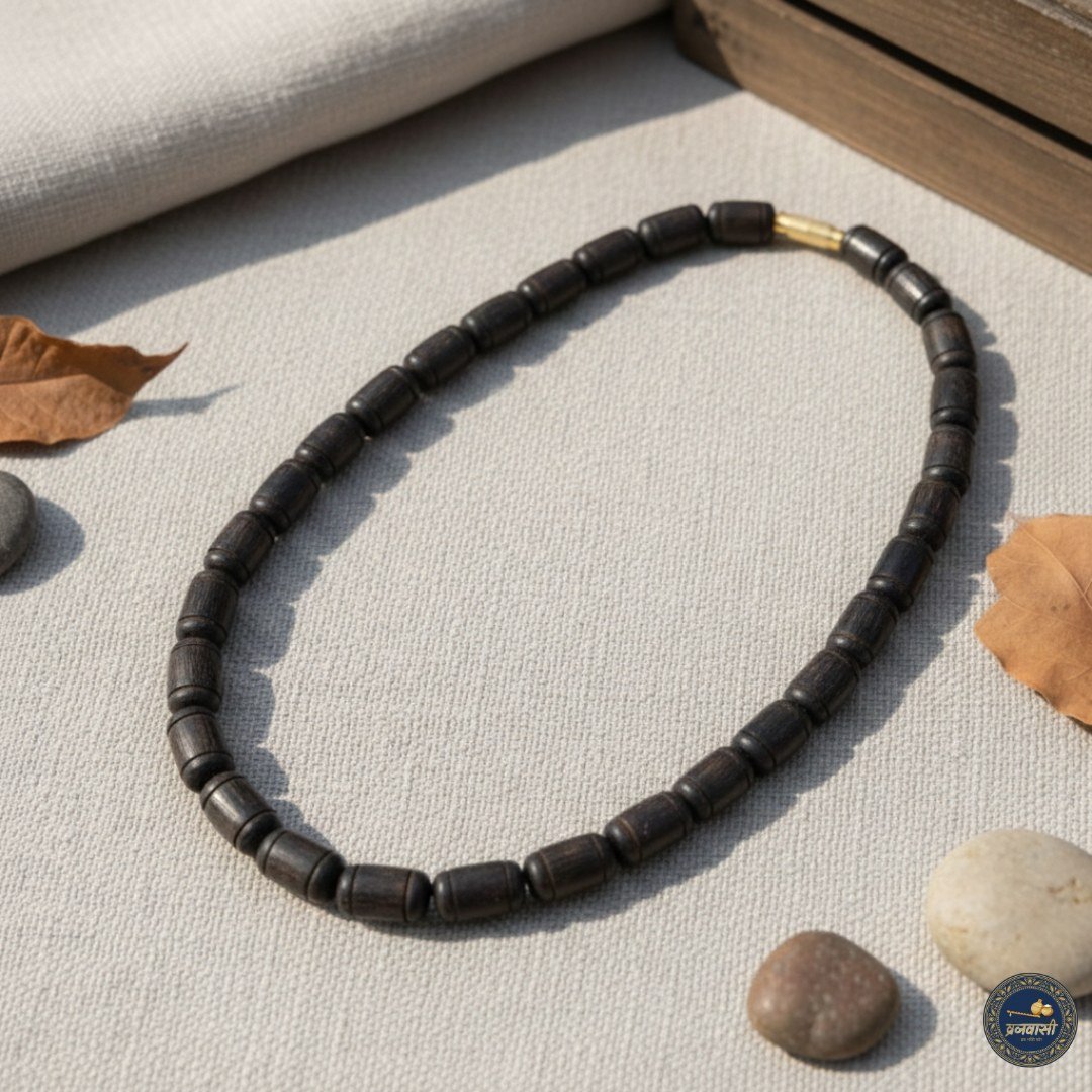 Brown Long Lines Beads Single Round Pure Tulsi Kanthi Mala | Original Tulsi Mala for Japa, Meditation & Daily Wear