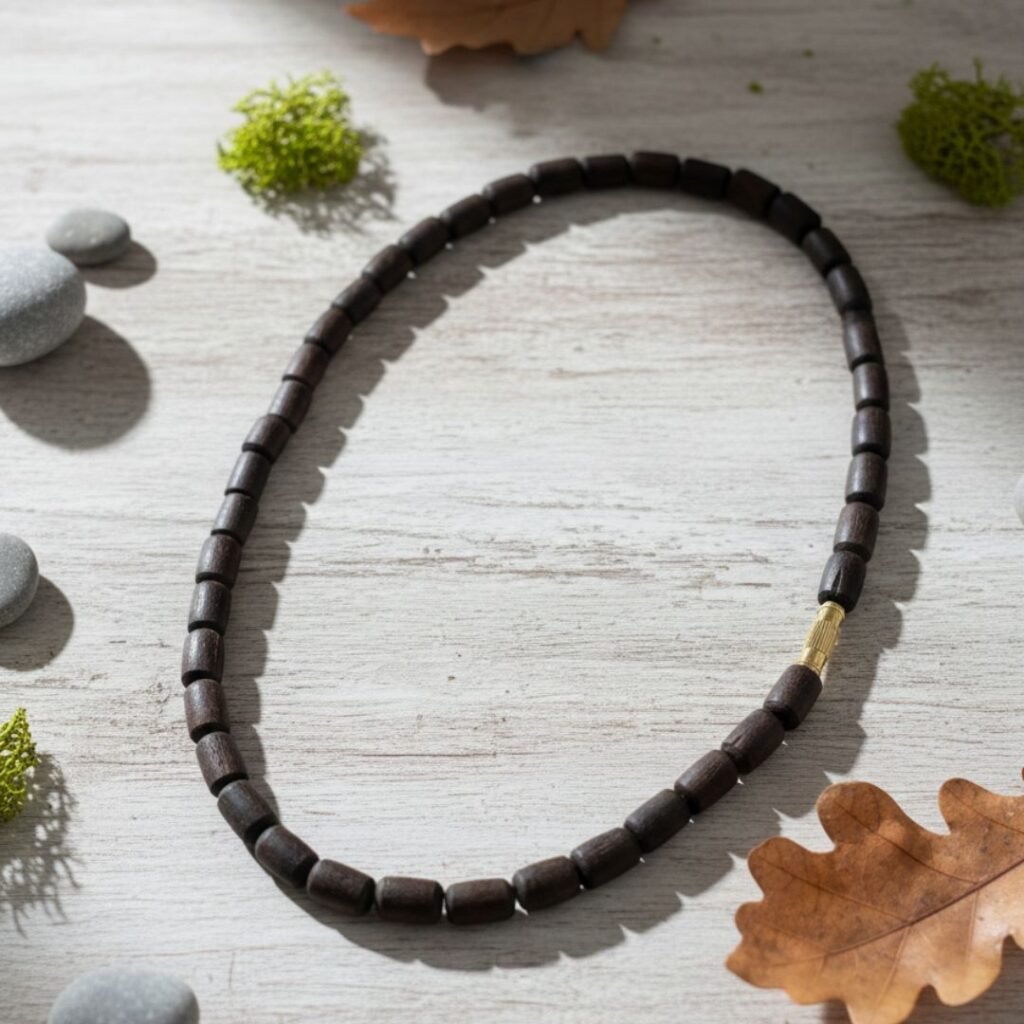 Black Long Beads Single Round Pure Tulsi Kanthi Mala | Original Black Tulsi Mala for Japa & Daily Wear