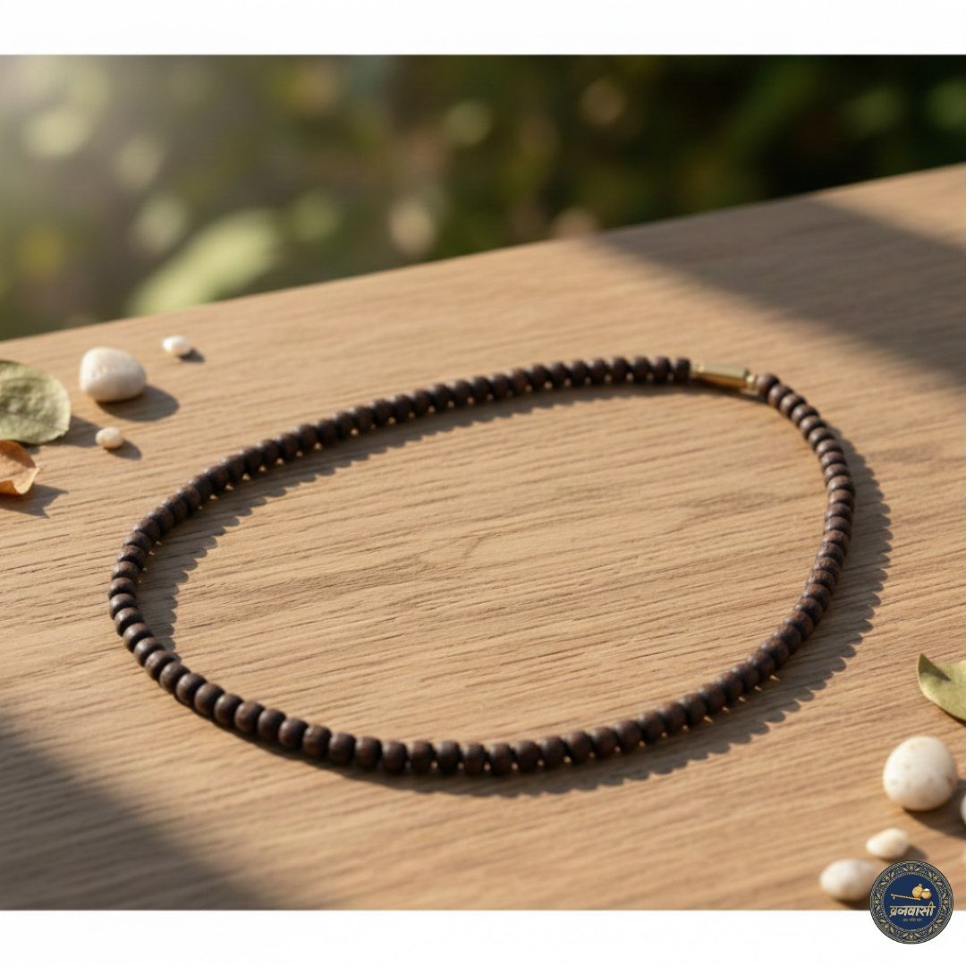Brown Beads Single Round Pure Tulsi Kanthi Mala | Original Tulsi Mala for Daily Wear, Japa & Meditation