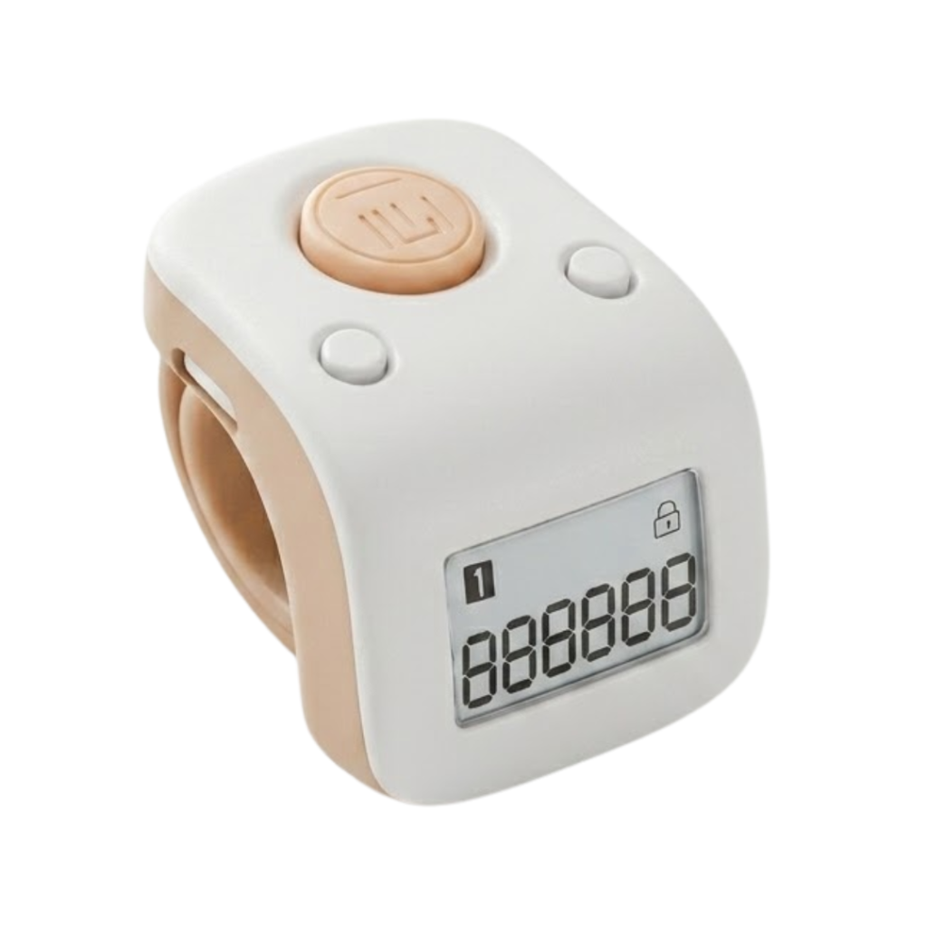 60 Lakh Naam Japa Counter (White) – Noise-Proof Button, Rechargeable Digital Jaap Counter, 3-Month Battery Backup, LED Display, Rotatable Screen, Lock/Unlock & ON/OFF Function