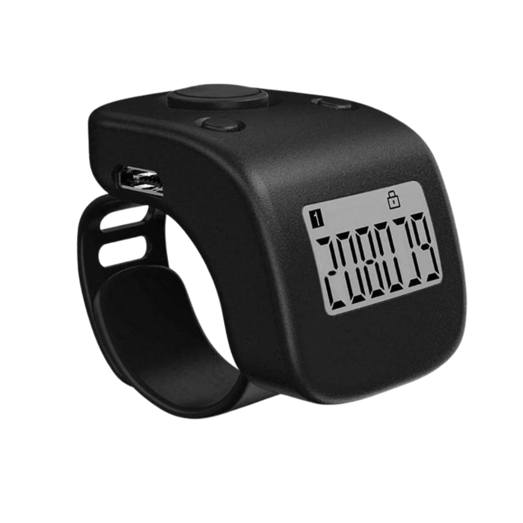 60 Lakh Naam Japa Counter (Black) – Noise-Proof Button, Rechargeable Digital Jaap Counter, 3-Month Battery Backup, LED Display, Rotatable Screen, Lock/Unlock & ON/OFF Function