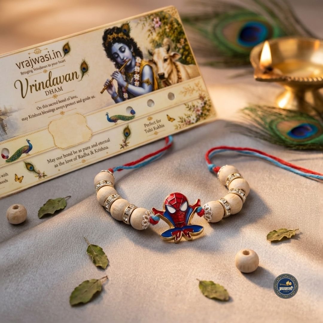 Tulsi Spider Man Kids Rakhi | Sudh Tulsi Rakhi for Brother | Spiritual Raksha Bandhan Rakhi