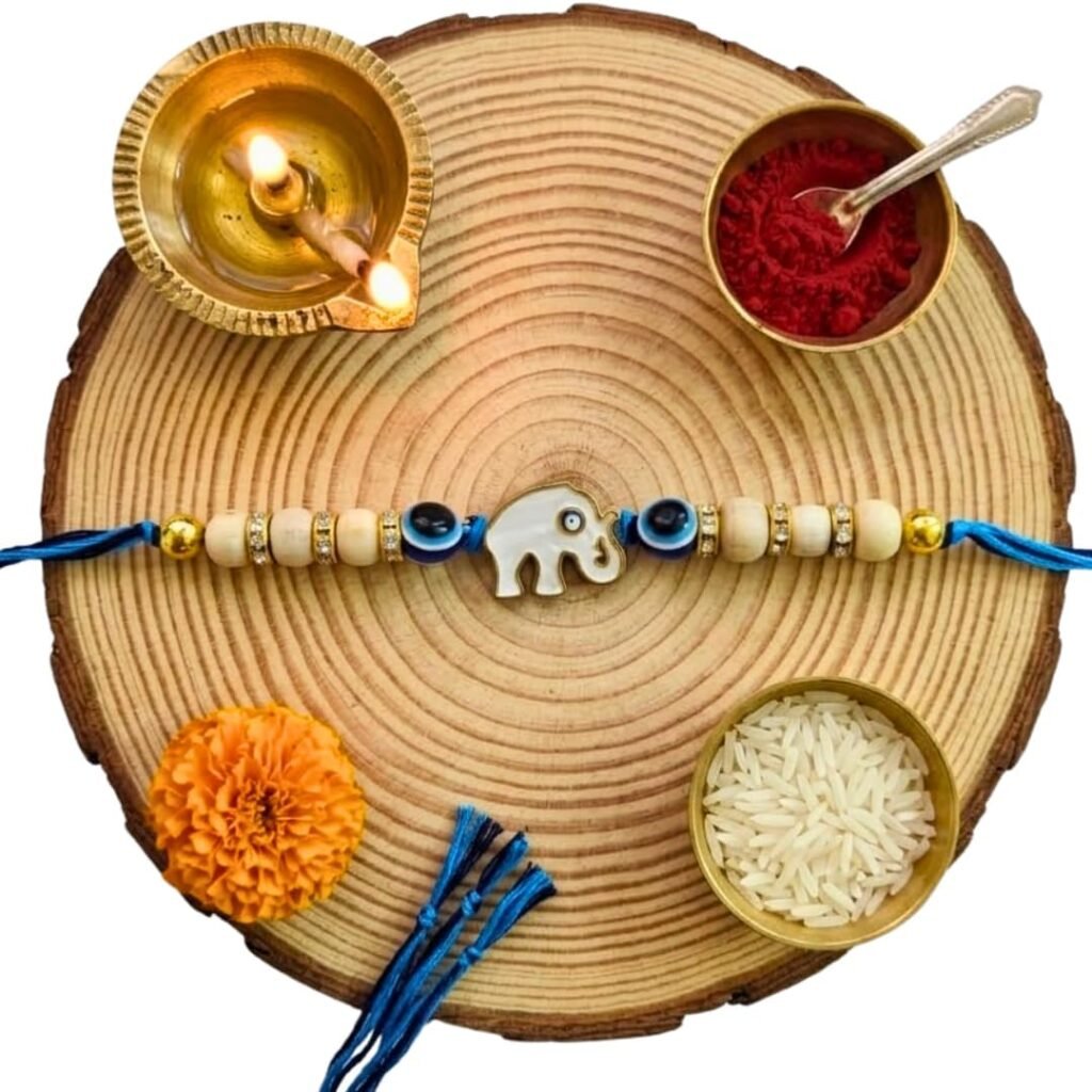 Evil Eye Elephant Tulsi Rakhi